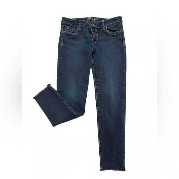 Kut From The Kloth Skinny Dark Wash Raw Hem Size 12 - Picture 7 of 12